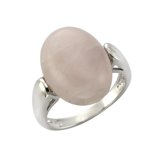 Zeeme Gemstones - Damen-Ring aus 925 Sterling Silber rhodiniert mit Rosenquarz 16x12mm
