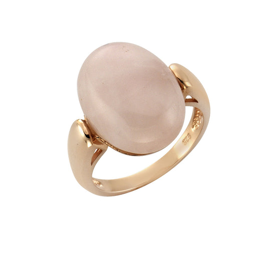Zeeme Gemstones - Damen-Ring aus 925 Sterling Silber rosé-vergoldet mit natürlichem Rosenquarz 16x12mm