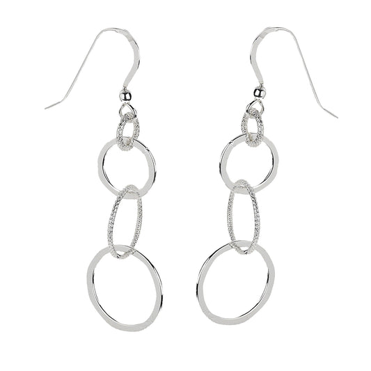 Zeeme Silver - Damen-Ohrringe aus 925 Sterling Silber mit beweglichen Ringen 52mm lang