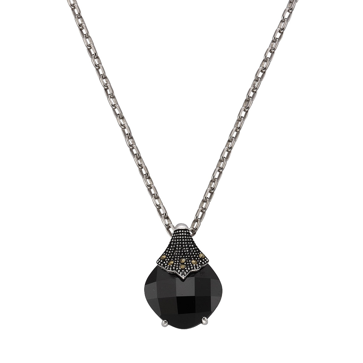 Anhänger mit Kette Ankerkette 925/- Sterling Silber rhodiniert 45cm Markasit