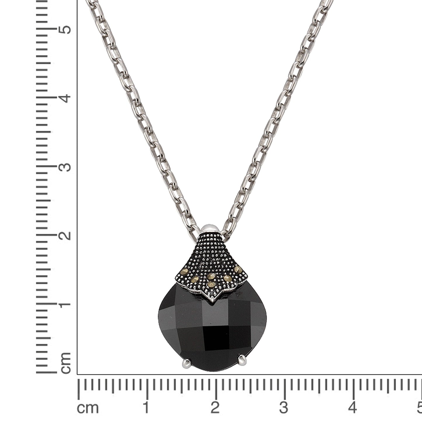 Anhänger mit Kette Ankerkette 925/- Sterling Silber rhodiniert 45cm Markasit