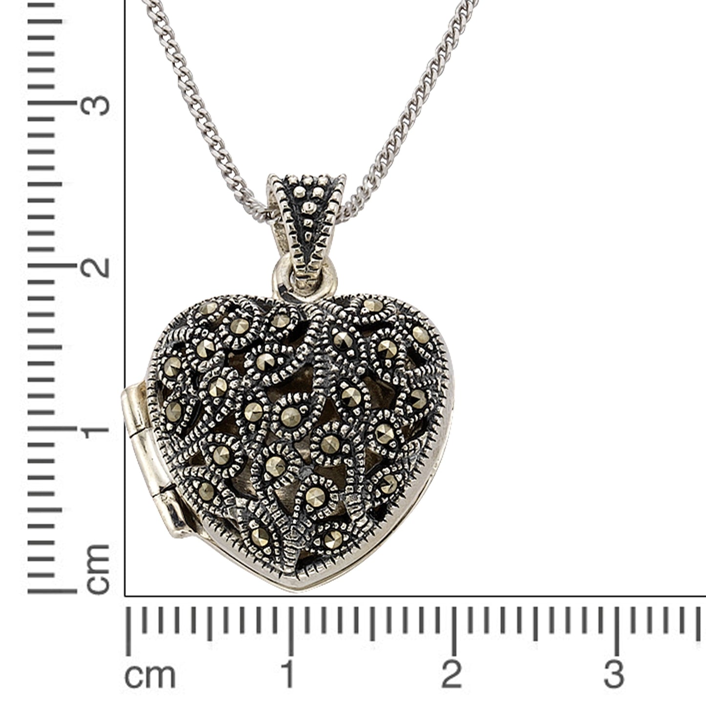 Halskette Panzerkette 925/- Sterling Silber rhodiniert 45cm Markasit