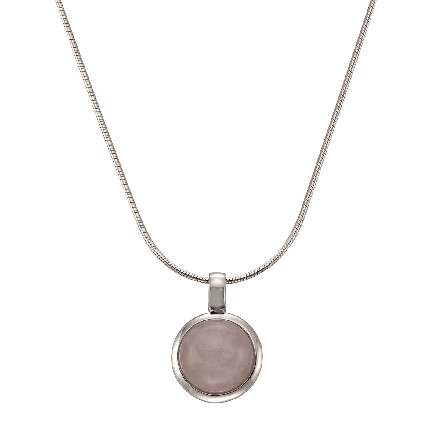 Halskette Schlangenkette 925/- Sterling Silber rhodiniert 47,0cm Rosenquarz