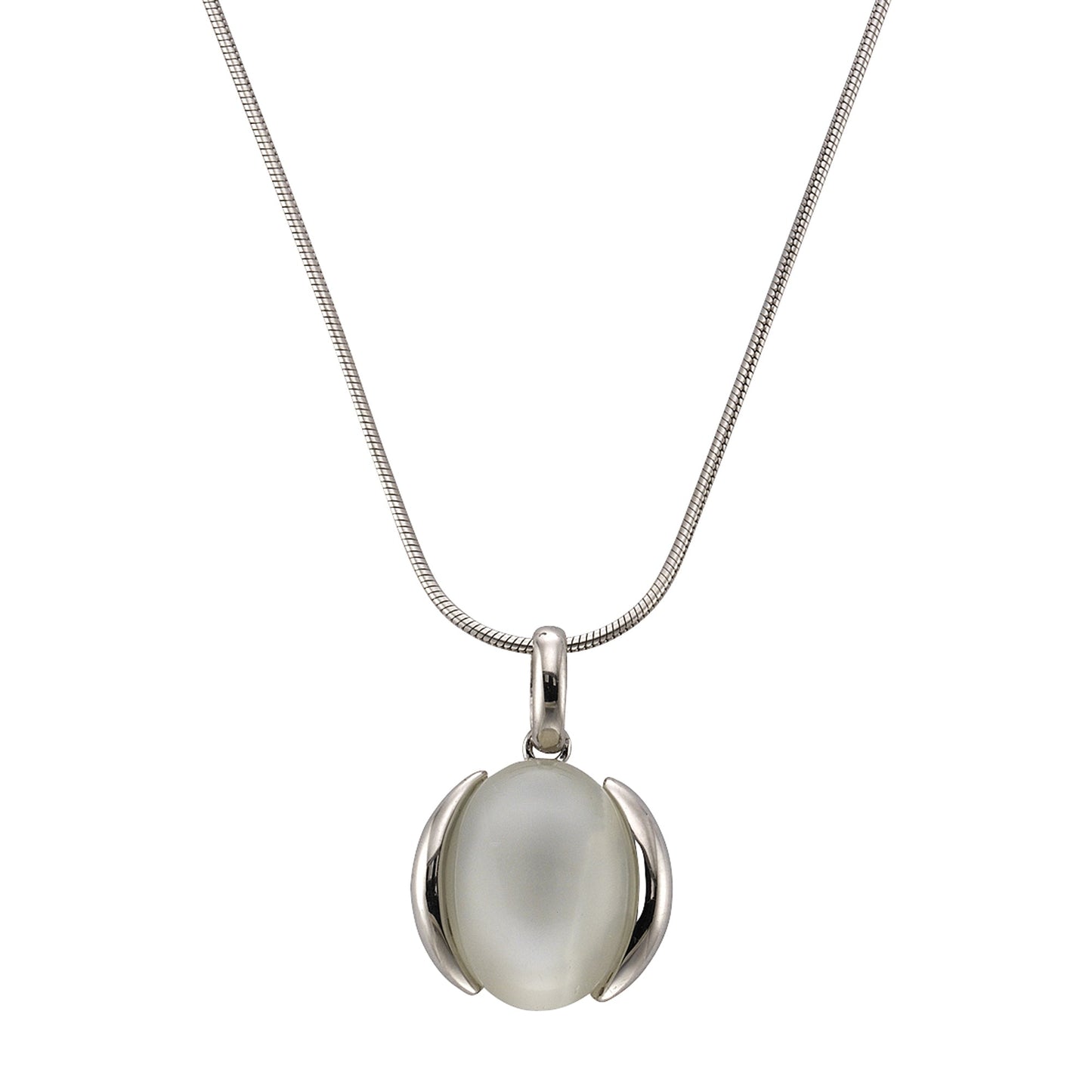 Halskette Schlangenkette 925/- Sterling Silber rhodiniert 47,0cm Mondstein