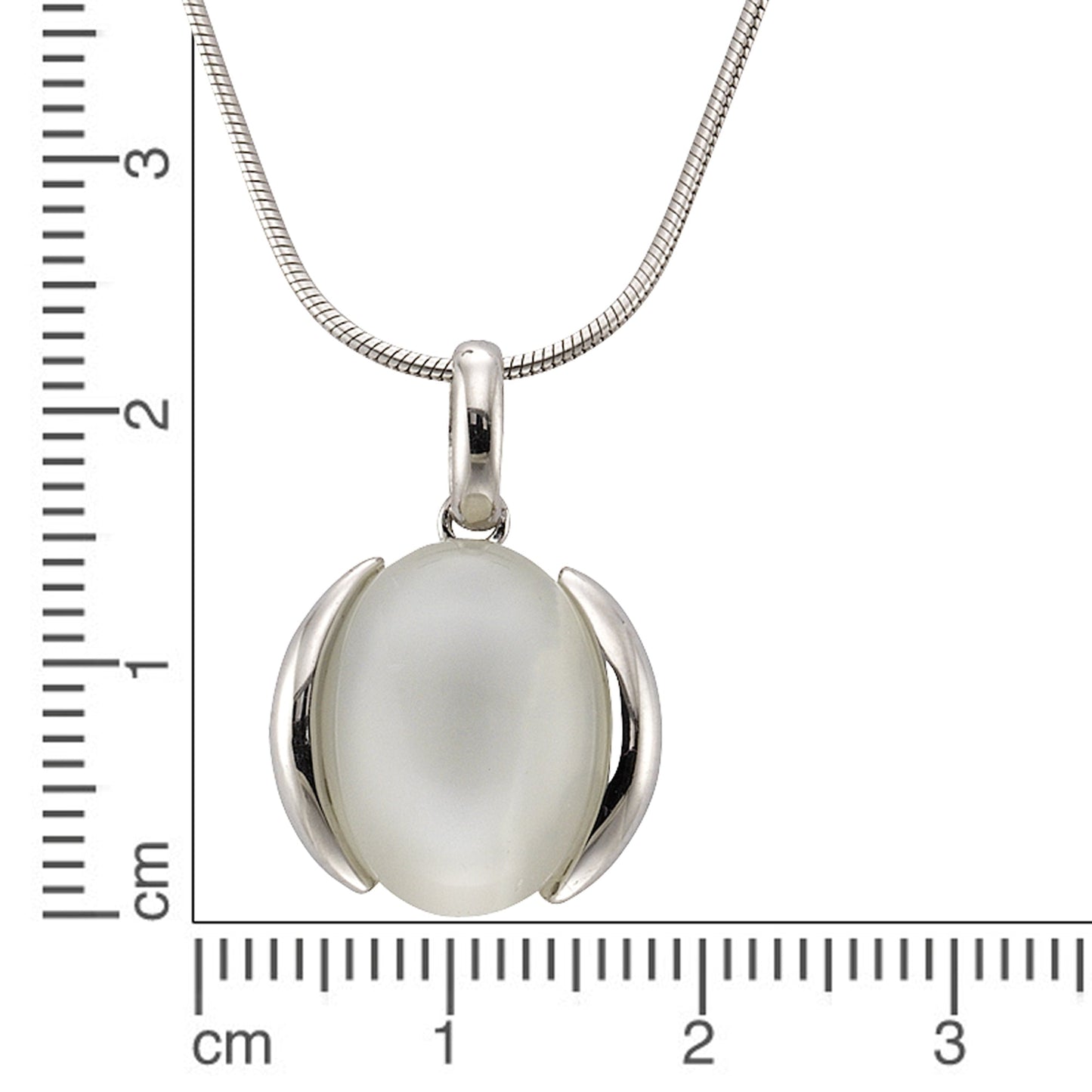 Halskette Schlangenkette 925/- Sterling Silber rhodiniert 47,0cm Mondstein