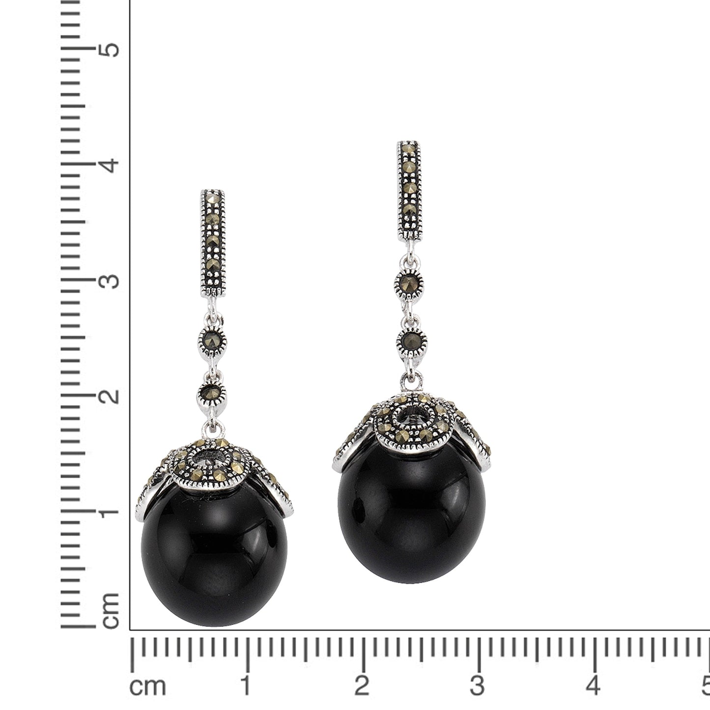 Ohrringe 925/- Sterling Silber rhodiniert 4,3cm Markasit