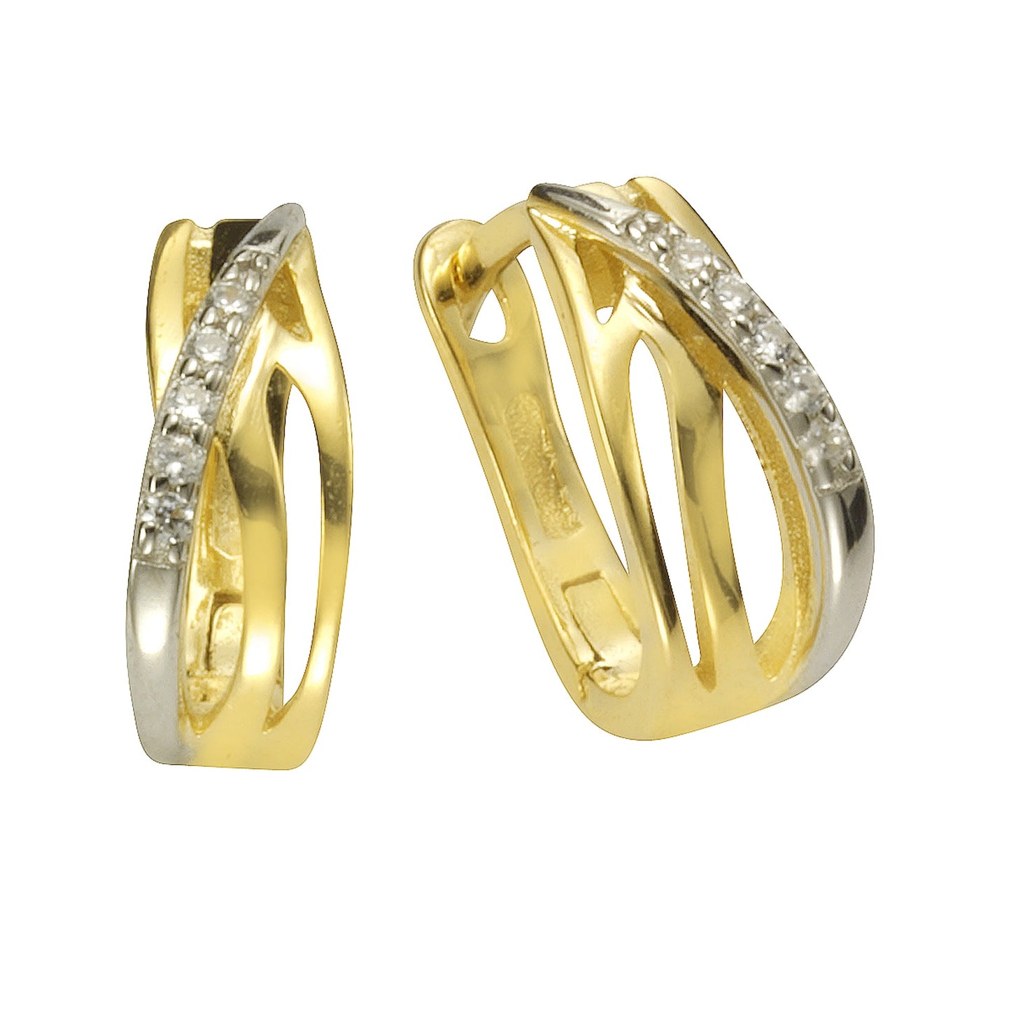 Ohrringe 925/- Sterling Silber vergoldet 1,45cm Zirkonia
