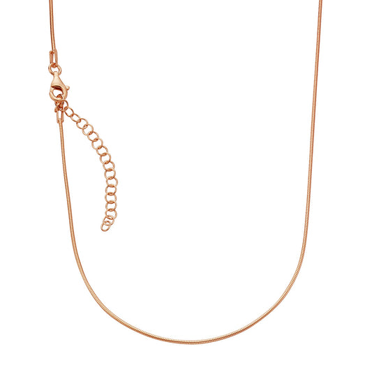 ZEEme Basic - Damen Halskette Schlangenkette 925/- Sterling Silber rotvergoldet 42+5cm lang