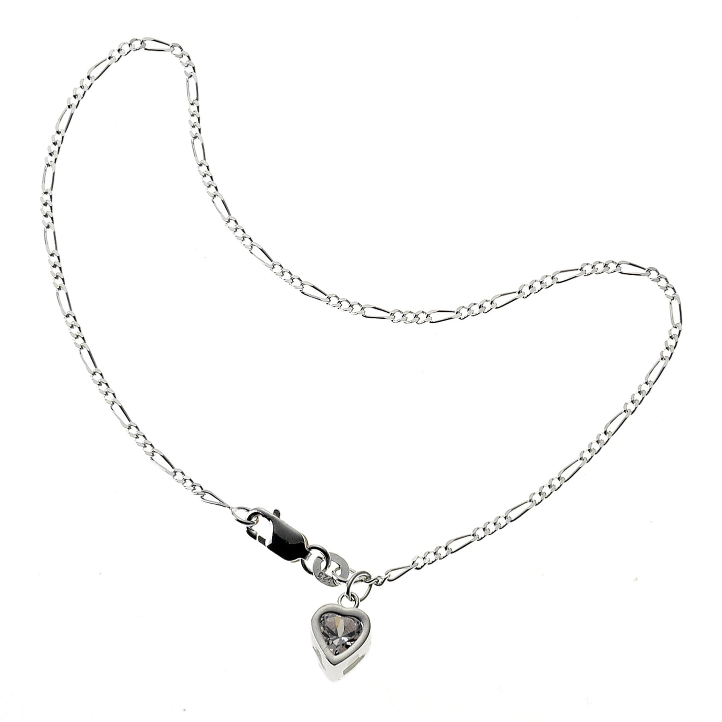 Fußkette Figarokette 925/- Sterling Silber 25cm Zirkonia