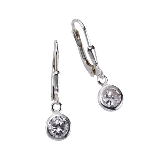 Zeeme Basic - Damen-Ohrringe aus 925 Sterling Silber mit weißen Zirkonia-Steinen 25mm lang