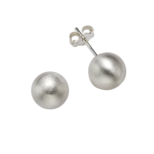 Zeeme Basic - Damen-Ohrstecker aus 925 Sterling Silber mattiert Kugel mit 8mm Durchmesser