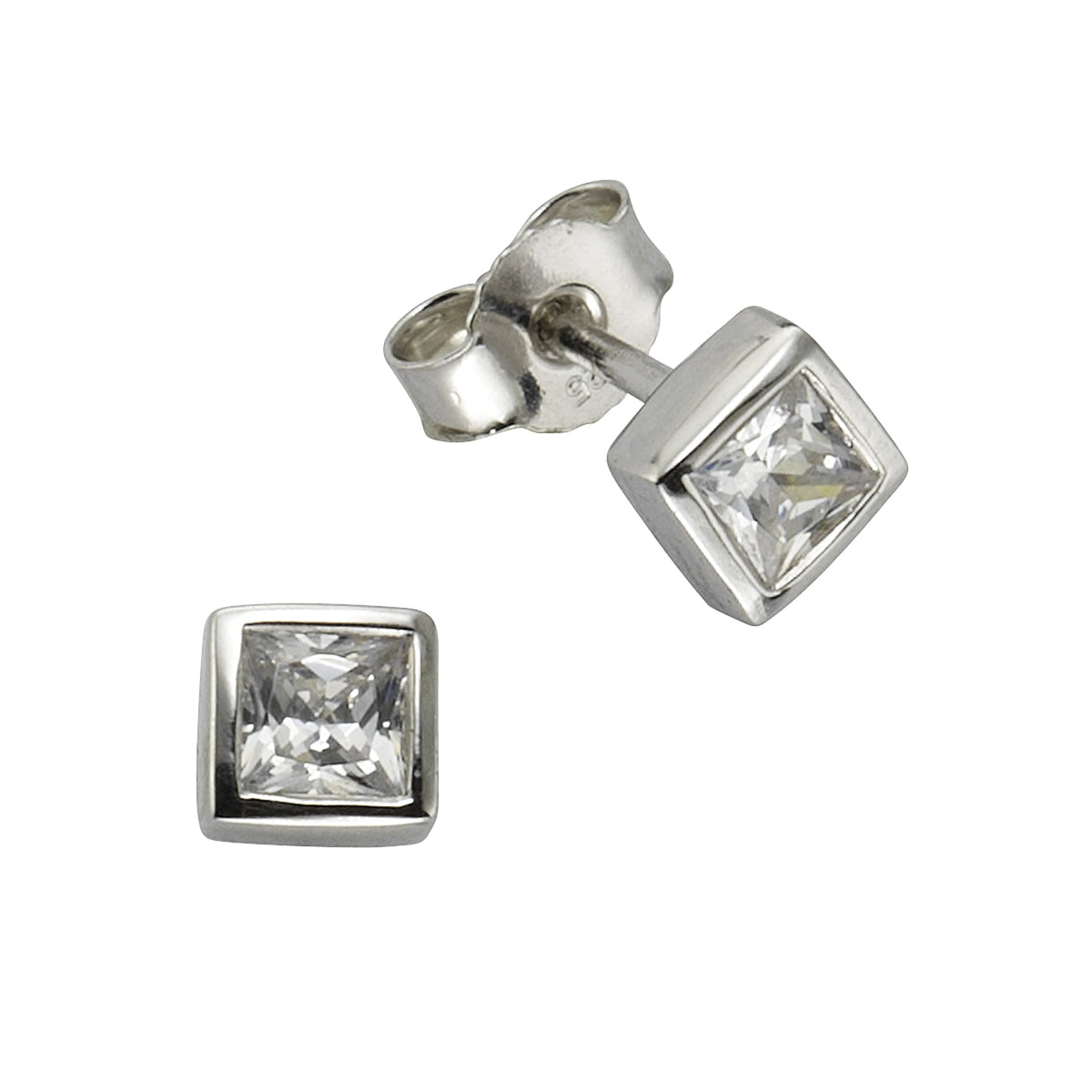 Ohrringe 925/- Sterling Silber rhodiniert 0,5cm Zirkonia