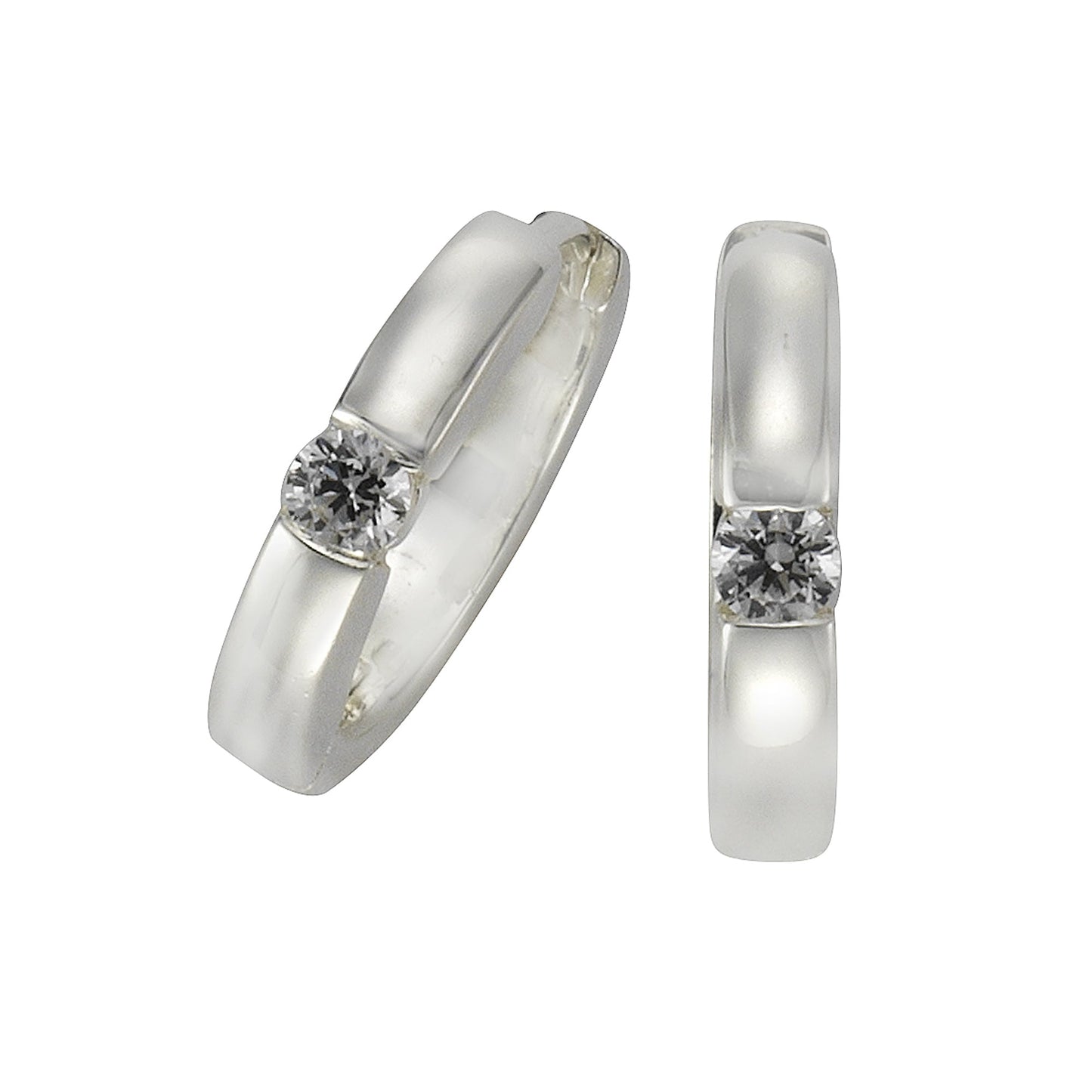 Creolen 925/- Sterling Silber rhodiniert 1,6cm Zirkonia