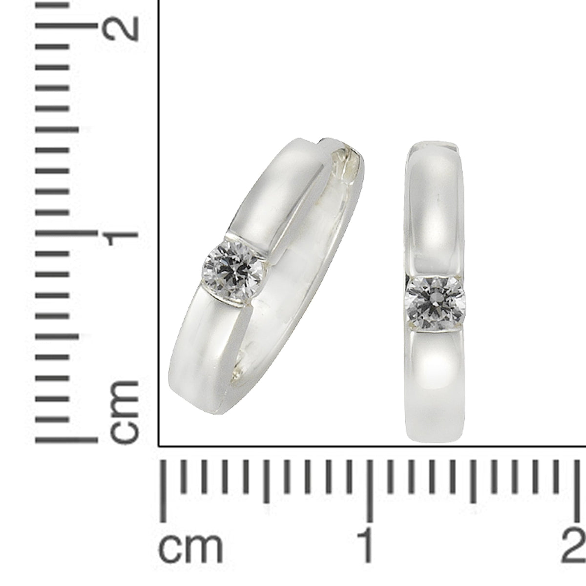 Creolen 925/- Sterling Silber rhodiniert 1,6cm Zirkonia