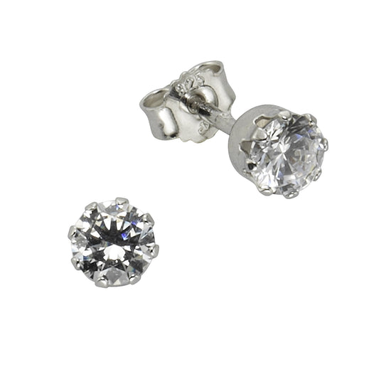 ZEEme Basic - Ohrringe Silber 925 rhodiniert Ohrstecker Zirkonia weiß 4,5mm
