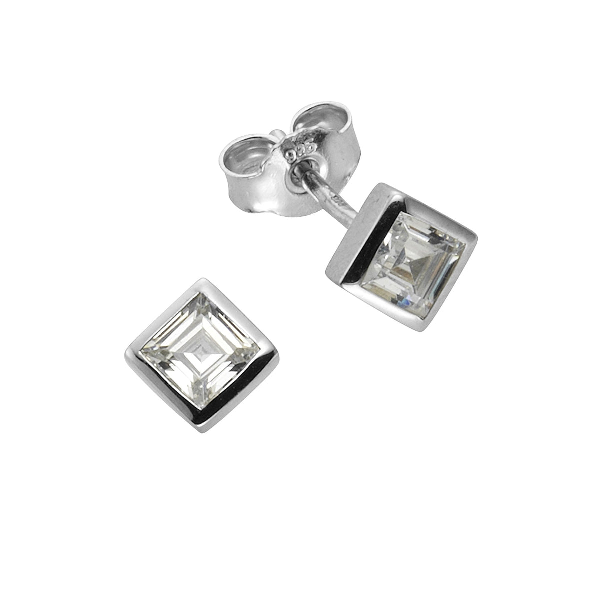 Ohrstecker 925/- Sterling Silber rhodiniert 0,5cm Zirkonia