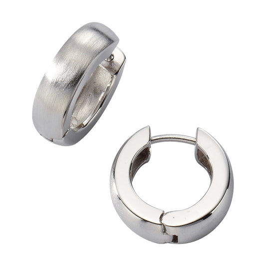 Zeeme Basic - Unisex-Ohrringe aus 925 Sterling Silber rhodiniert mattiert 18mm Durchmesser