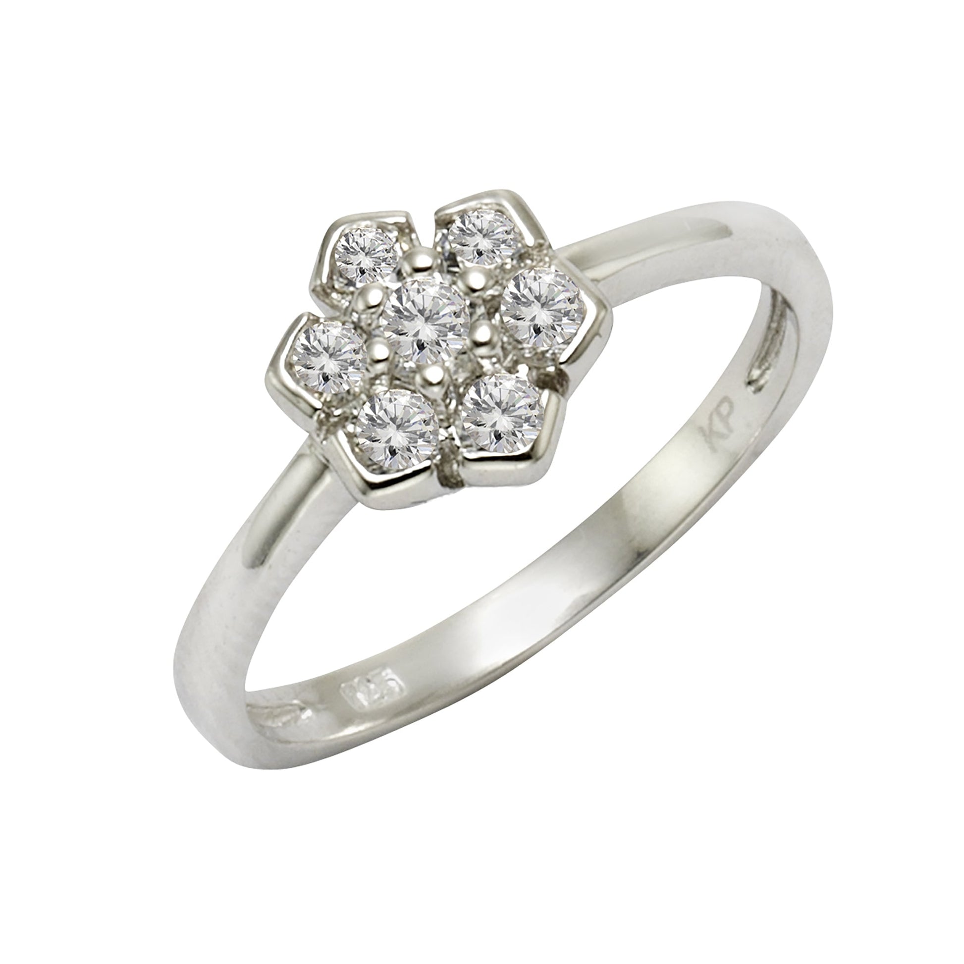 ZEEme Silver - Ring 925 Silber rhodiniert mit Zirkonia weiß Motiv Blüte