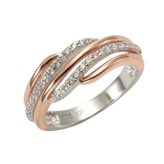 Schmuck Ring Damen 925 Silber zweifarbig Zirkonia weiß günstig kaufen