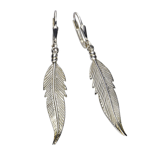 Zeeme Silver - Damen-Ohrhänger aus 925 Sterling Silber rhodiniert 4,8cm lang mit Feder-Motiv