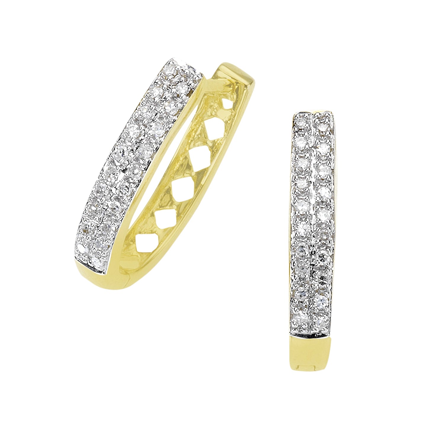Ohrringe 585/- Gold rhodiniert (teil) 1,8cm Diamant 0,20 Karat