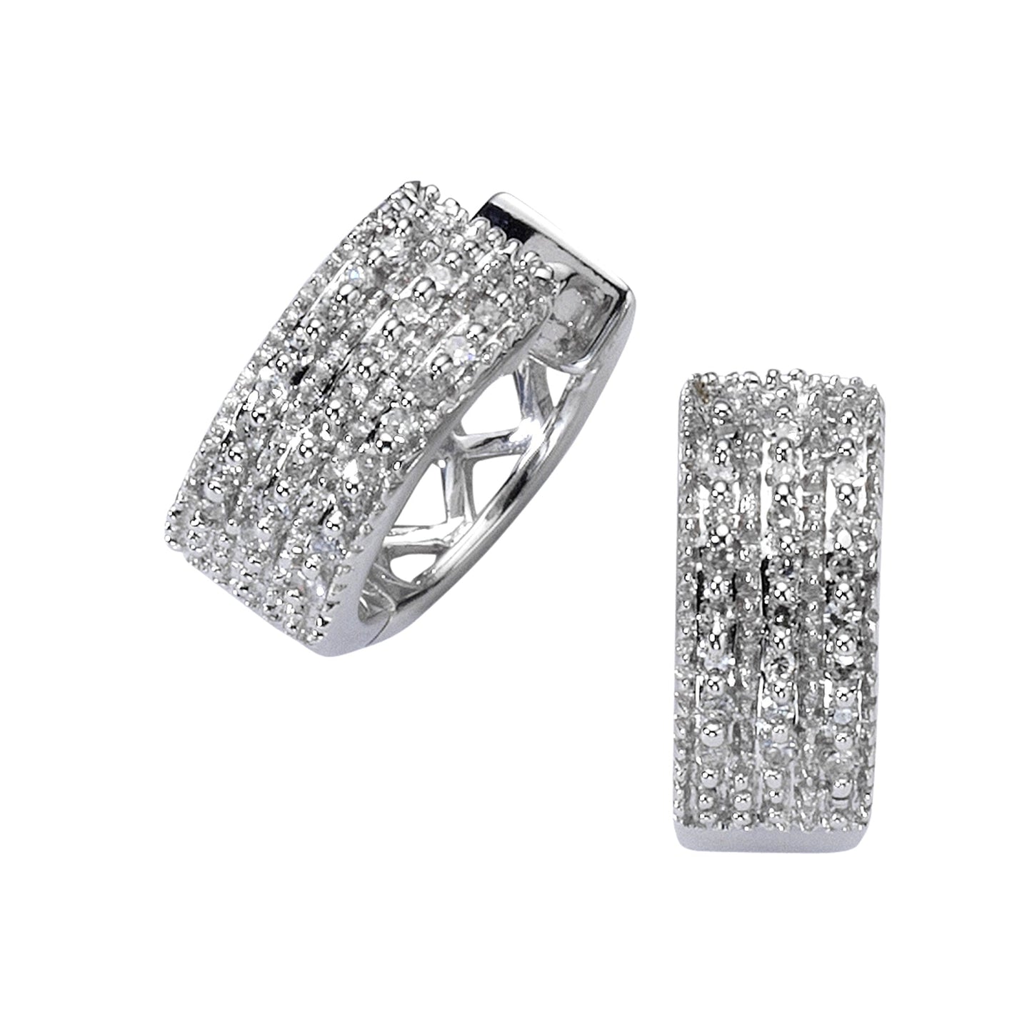 Ohrringe 585/- Gold rhodiniert 1,3cm Diamant 0,25ct.