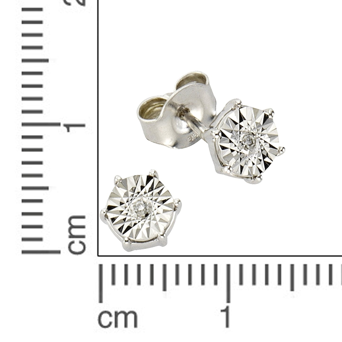 Ohrstecker 333/- Gold rhodiniert 0,6cm Brillant 0,02ct.