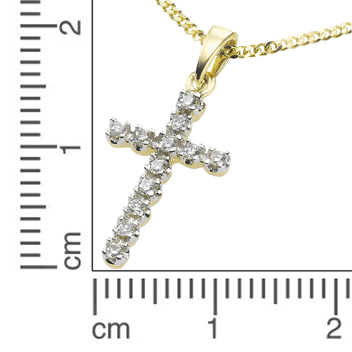 Halskette Flachpanzerkette 585/- Gold rhodiniert (teil) 45,0cm Diamant 0,12ct.