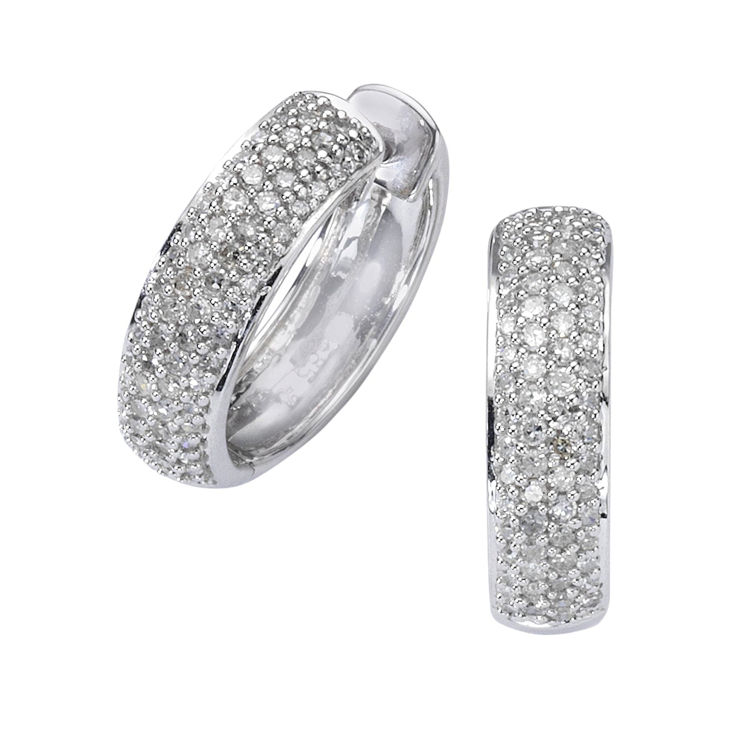 Ohrringe 585/- Gold rhodiniert 1,7cm Diamant 0,50ct.