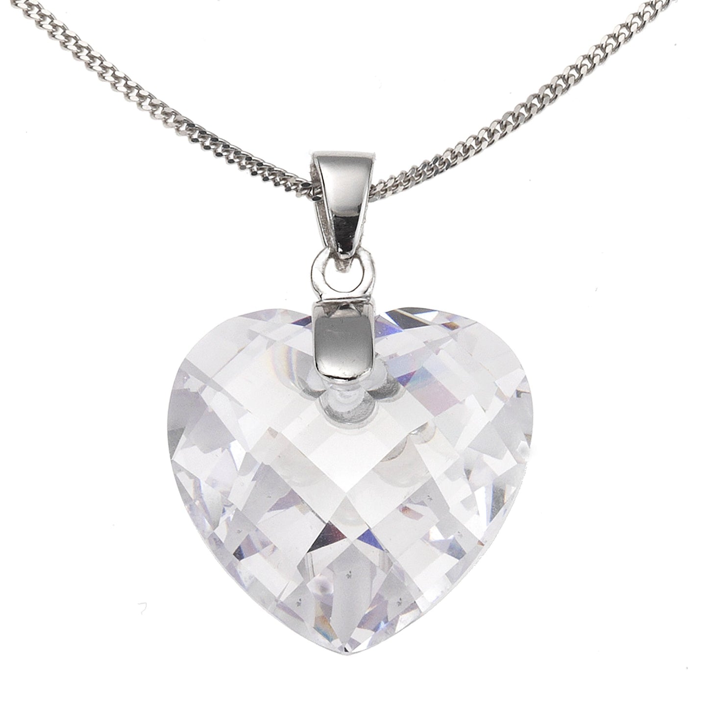 Anhänger mit Kette Panzerkette 925/- Sterling Silber rhodiniert 45cm Zirkonia