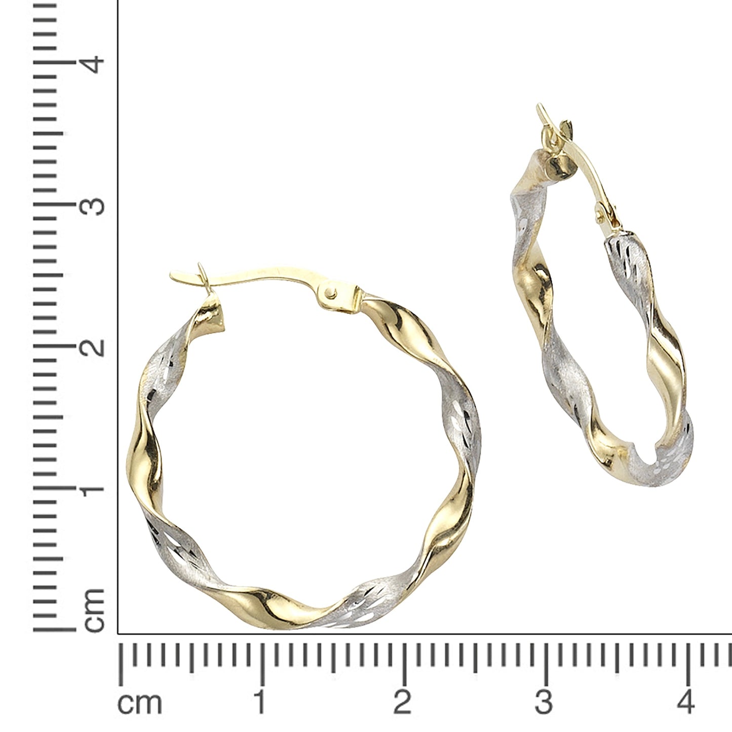 Ohrringe 333/- Gold rhodiniert (teil) 2,5cm ohne