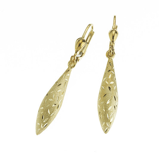 Fascination by Ellen K. - Damen-Ohrringe Gold 333 glanz mattiert diamantiert 38mm lang