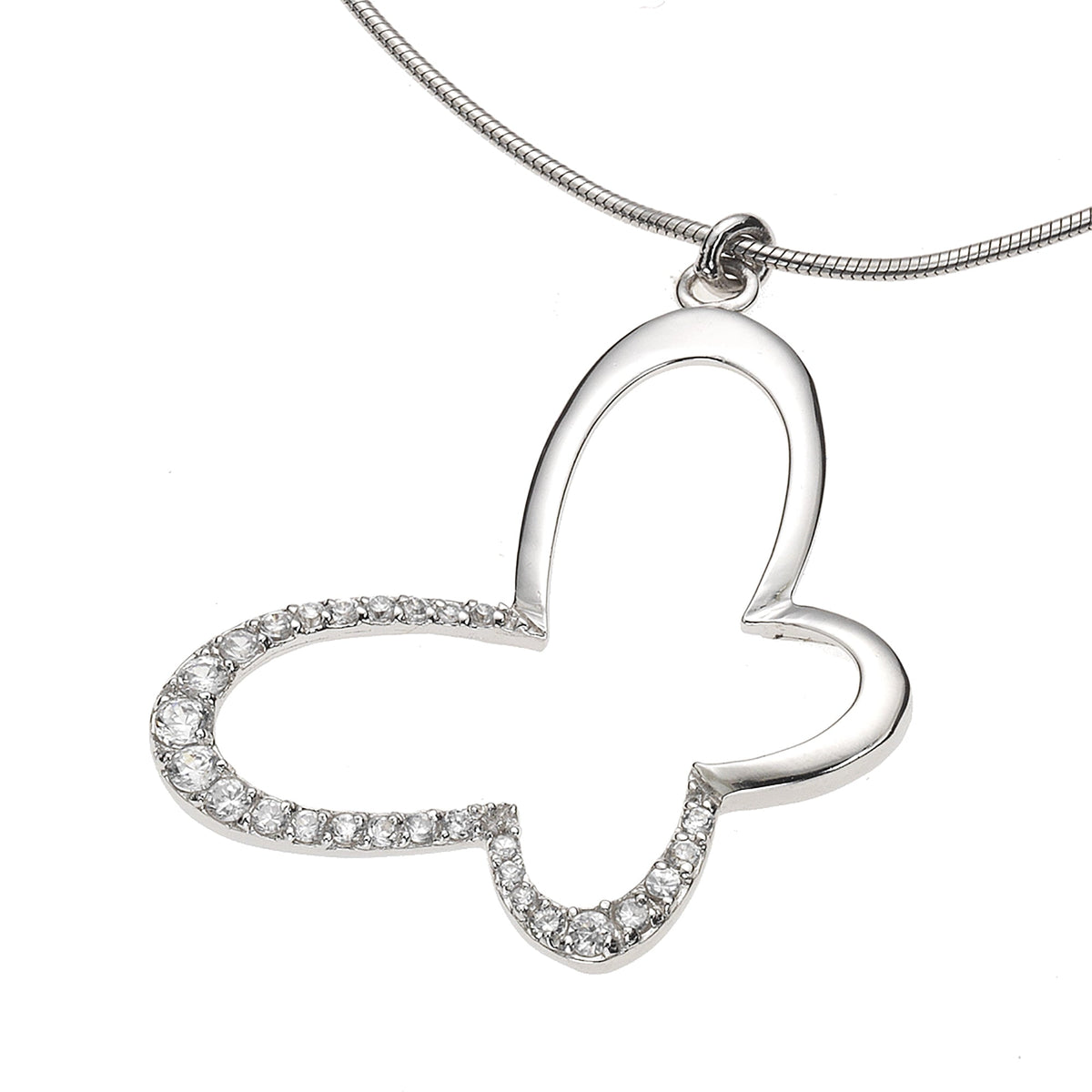 Anhänger mit Kette Schlangenkette 925/- Sterling Silber rhodiniert 47,0cm Zirkonia