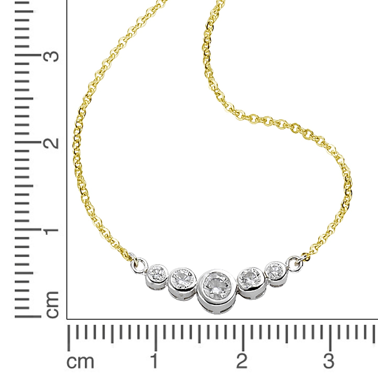 Collier Flachankerkette 333/- Gold rhodiniert (teil) 45 cm Zirkonia