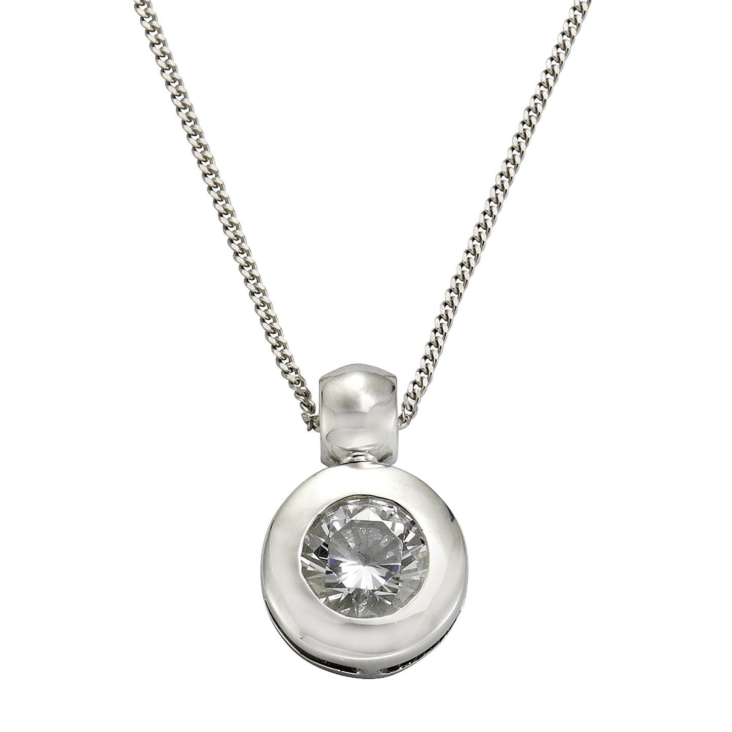 Anhänger mit Kette Panzerkette 925/- Sterling Silber rhodiniert 45cm Zirkonia