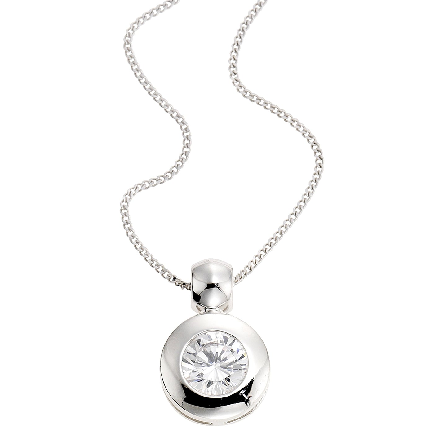 Anhänger mit Kette Panzerkette 925/- Sterling Silber rhodiniert 45cm Zirkonia