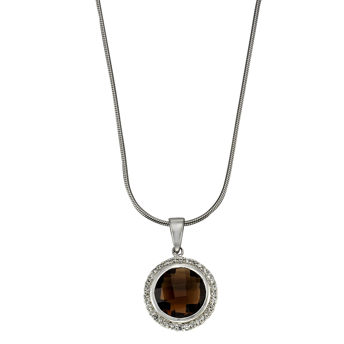 Anhänger mit Kette Schlangenkette 925/- Sterling Silber rhodiniert 47,0cm Glasstein