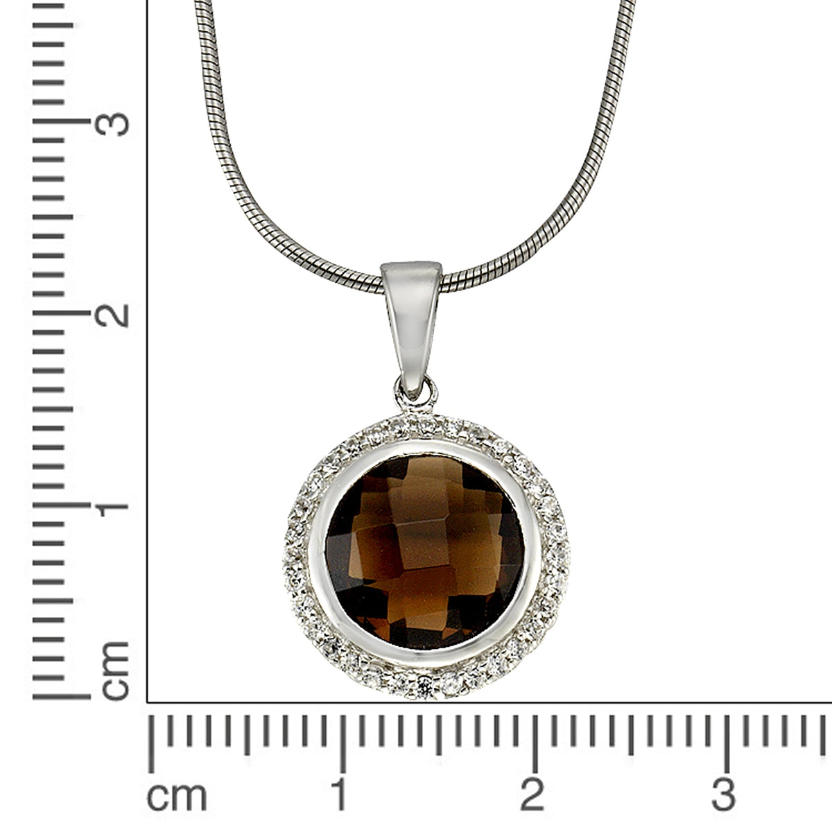 Anhänger mit Kette Schlangenkette 925/- Sterling Silber rhodiniert 47,0cm Glasstein