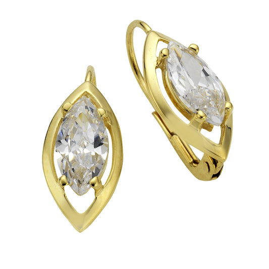 Fascination by Ellen K. - Damen-Ohrhänger 333 Gelbgold 19mm lang Zirkonia Navette