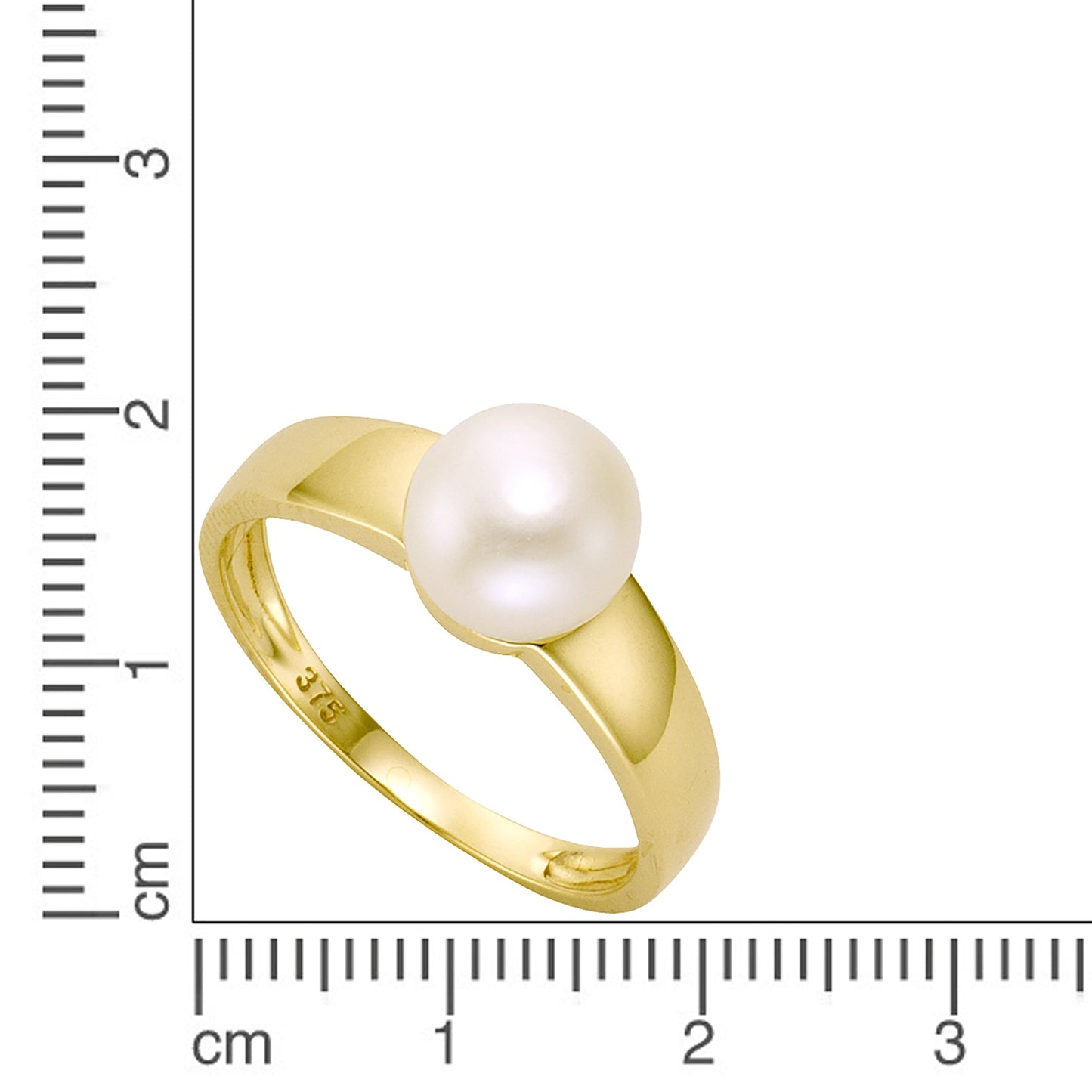 Ring 375/- Gold Rhodiniert Süßwasserzuchtperle