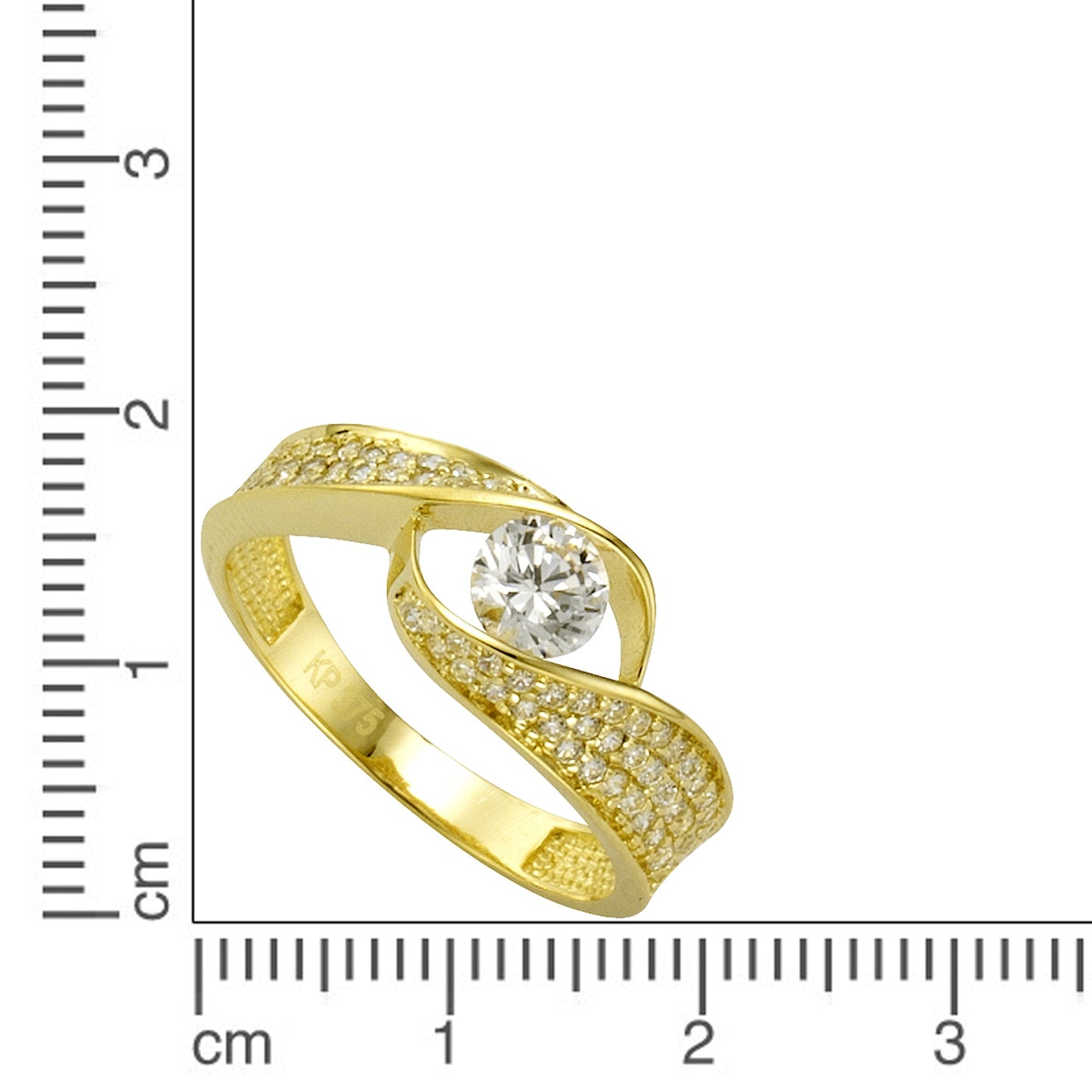 Ring 375/- Gold rhodiniert (teil) Zirkonia
