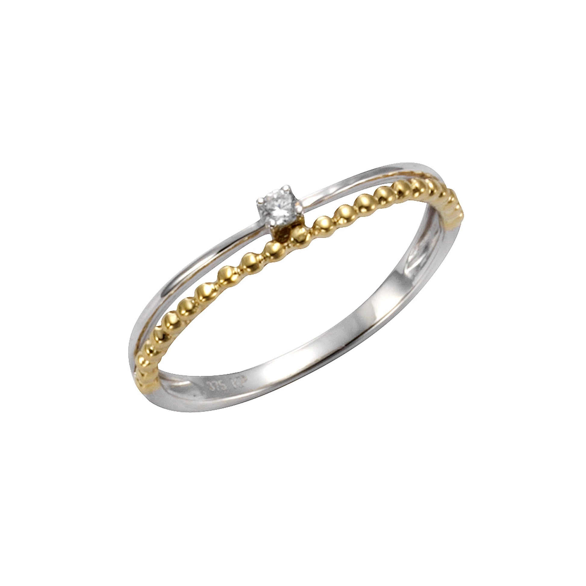 Celesta Gold - Ring 375 Gelbgold zweifarbig Zirkonia weiß