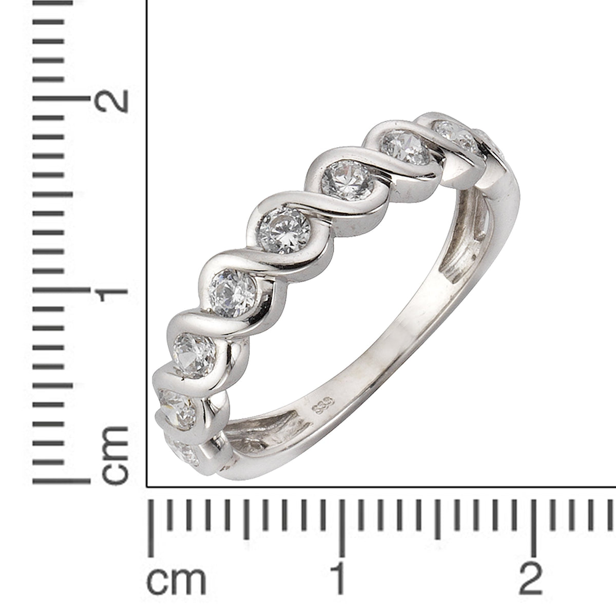 Ring 333/- Gold rhodiniert Zirkonia