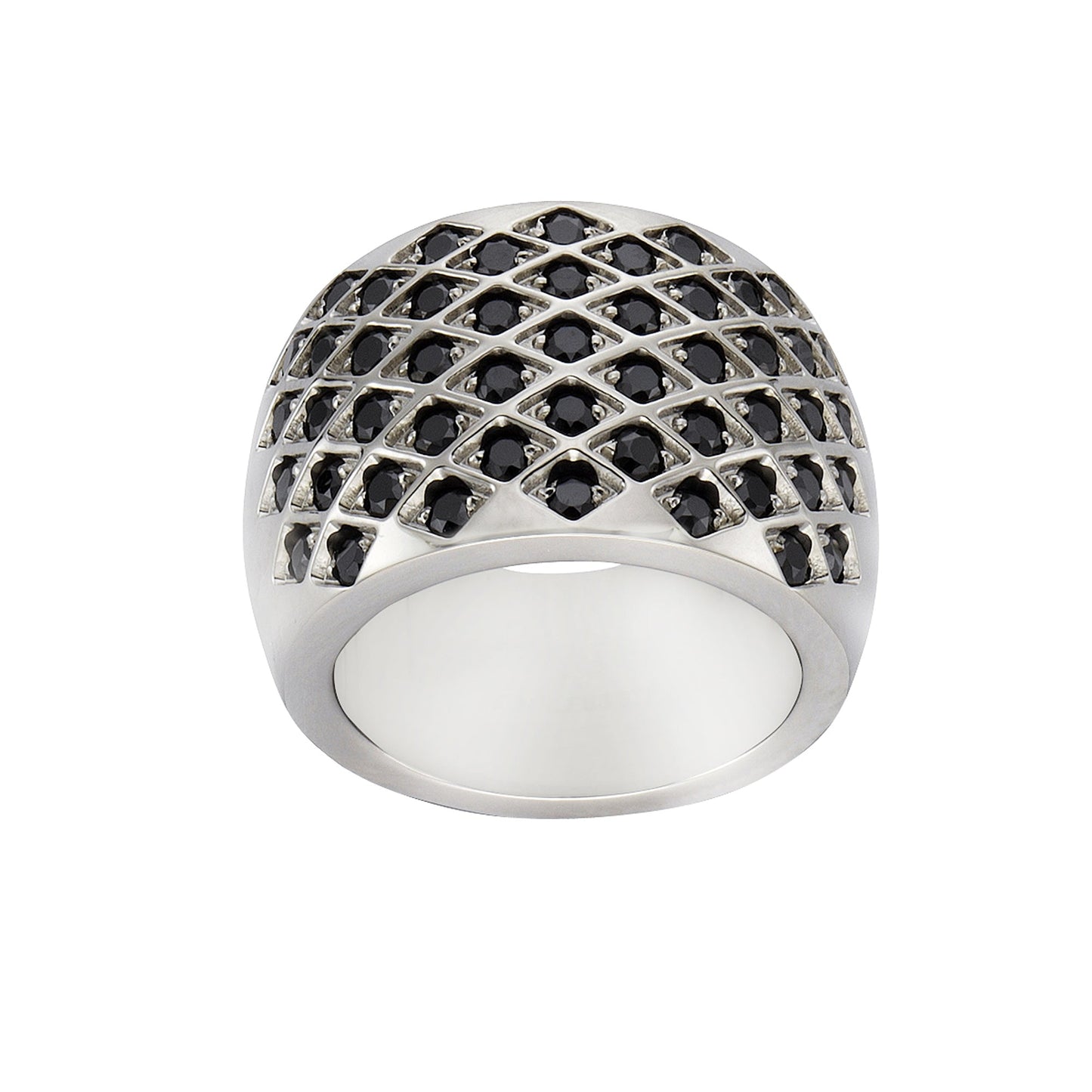 ZEEme Stainless Steel - Damen Ring Edelstahl 55x Kristall schwarz