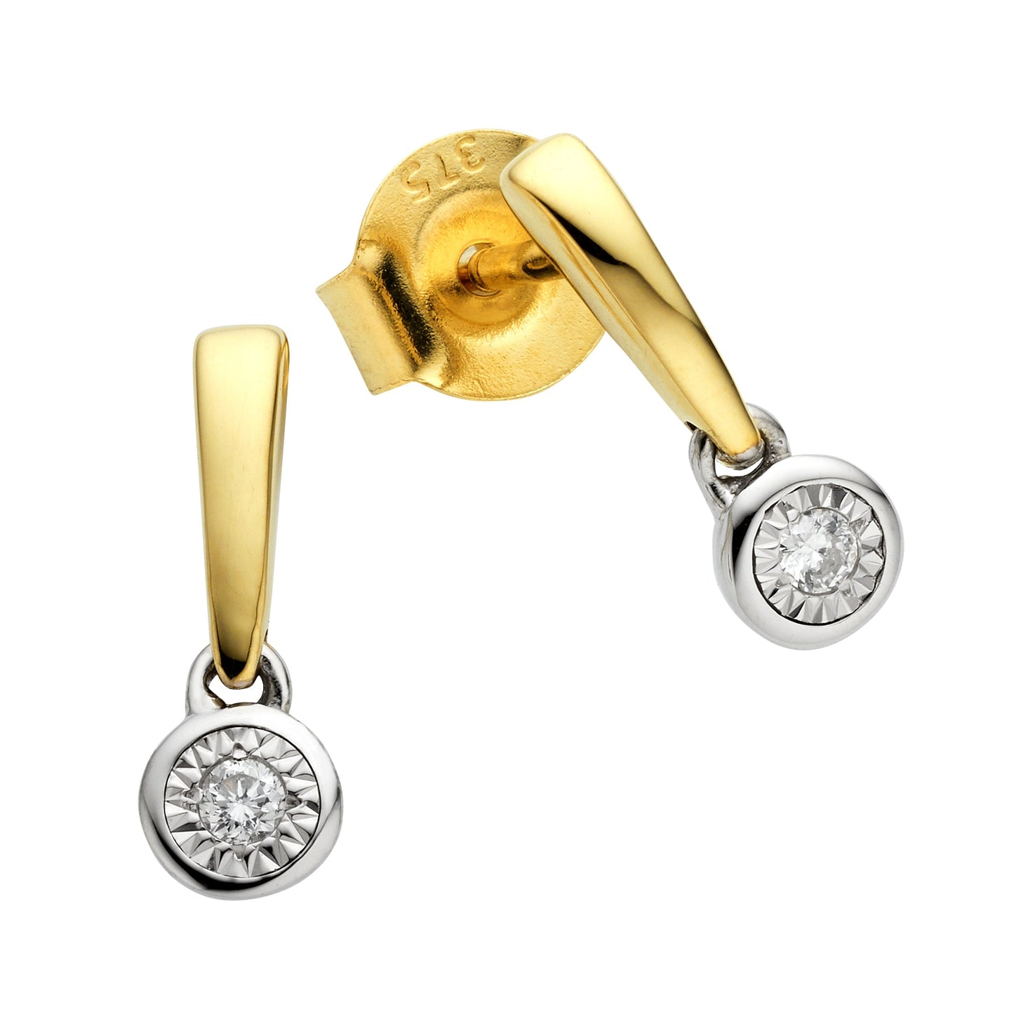 Ohrstecker 375/- Gold rhodiniert (teil) 1,2cm Brillant 0,03ct.