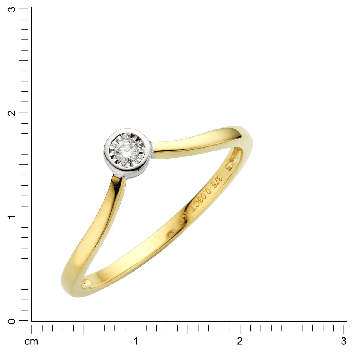 Ring 375/- Gold rhodiniert (teil) Brillant 0,03ct.