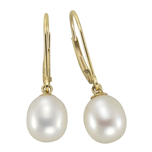 Fascination by Ellen K. - Damen-Ohrringe Gold 585 Perle weiß 8-8,5mm