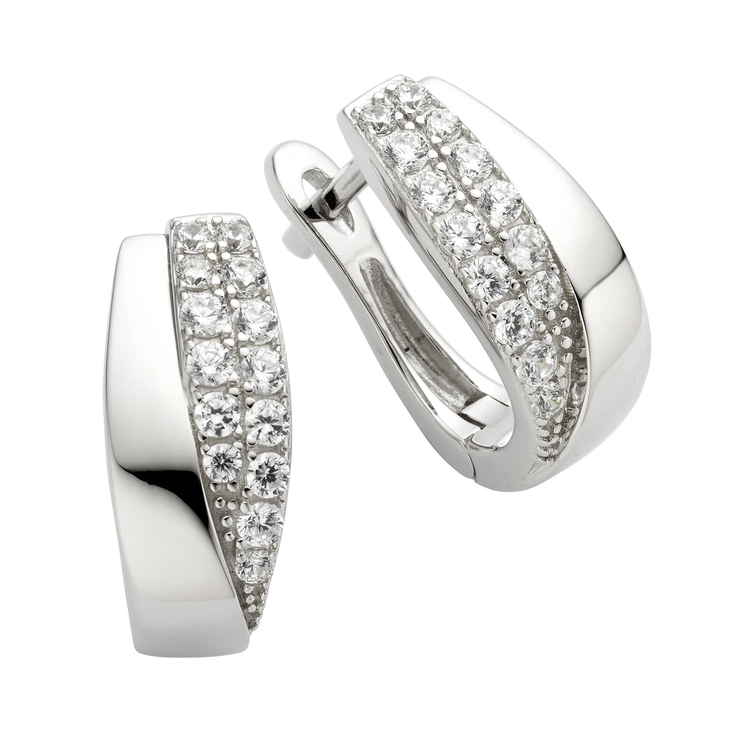 Ohrringe 925/- Sterling Silber rhodiniert 1,4cm Zirkonia