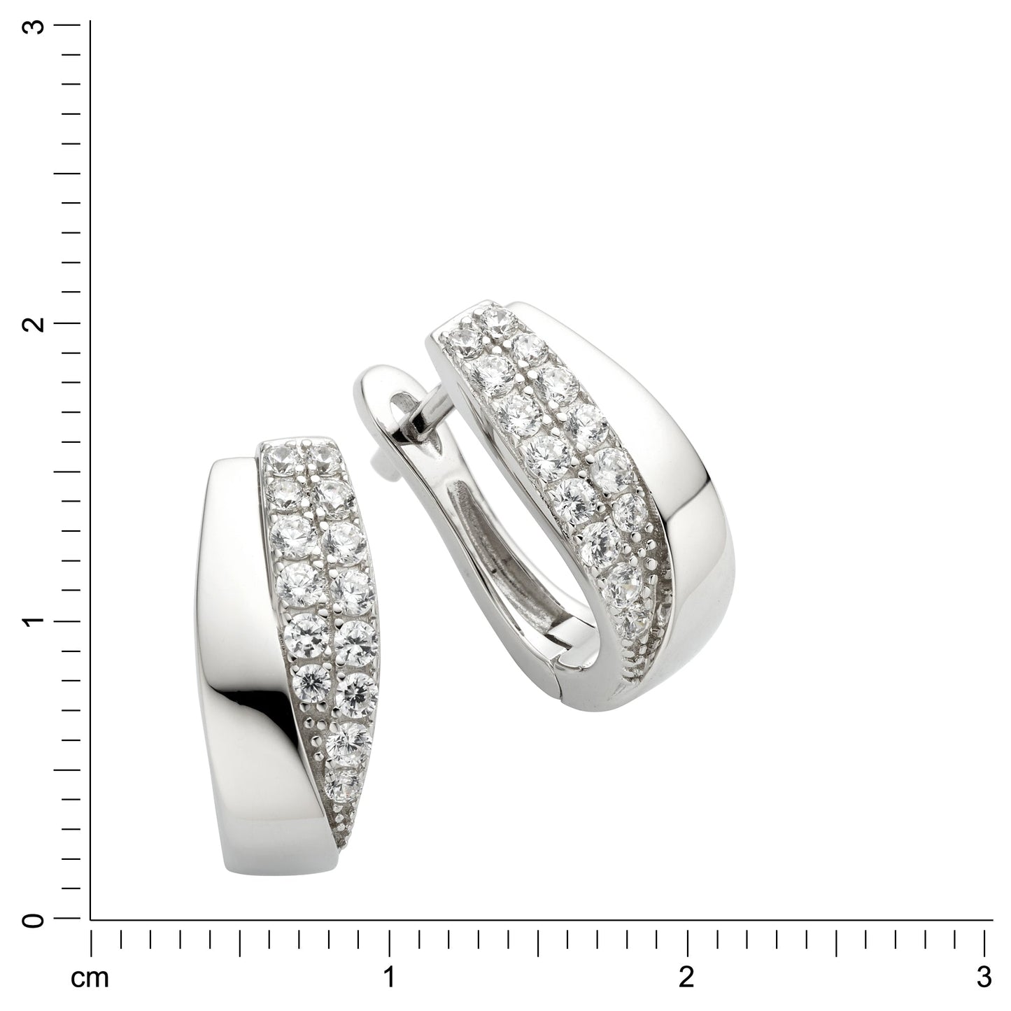 Ohrringe 925/- Sterling Silber rhodiniert 1,4cm Zirkonia
