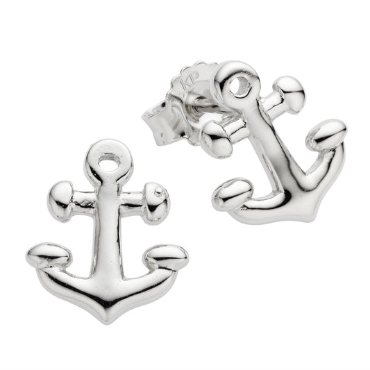 Zeeme Basic - Damen-Ohrstecker aus 925 Sterling Silber rhodiniert mit Anker-Motiv